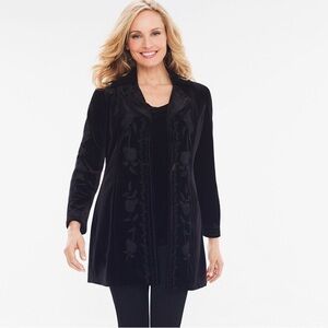 Chico’s Travelers Collection Velvet Embroidered Jacket - Black